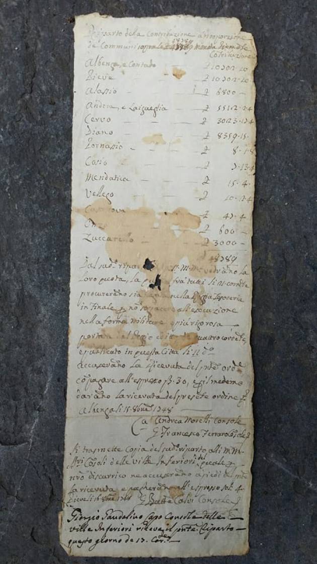 Alle origini della nostra civiltà : un documento del 1748 sulla contribuzione in Valle Arroscia di Christian Flammia