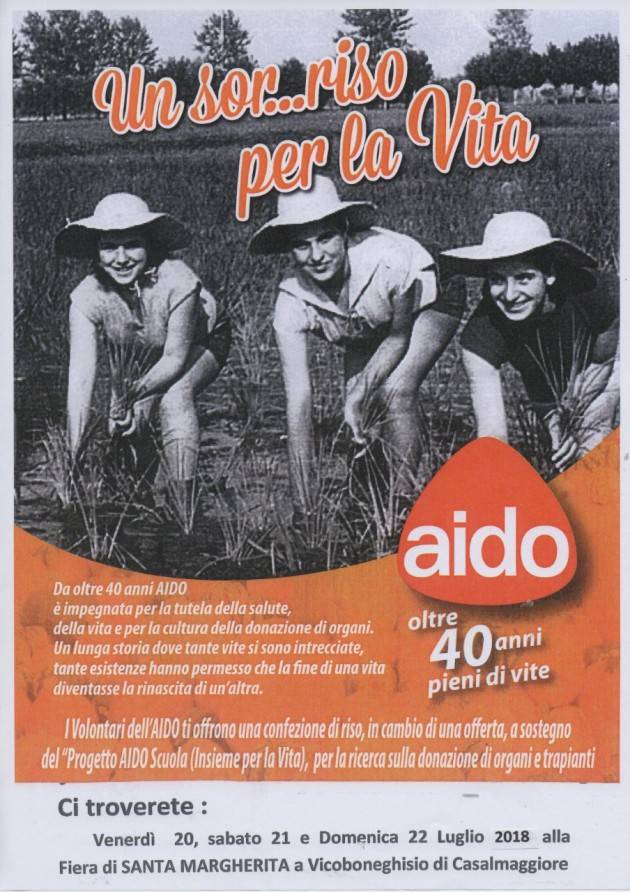 Sagra di Santa Margherita 2018: banchetto AIDO durante le tre serate