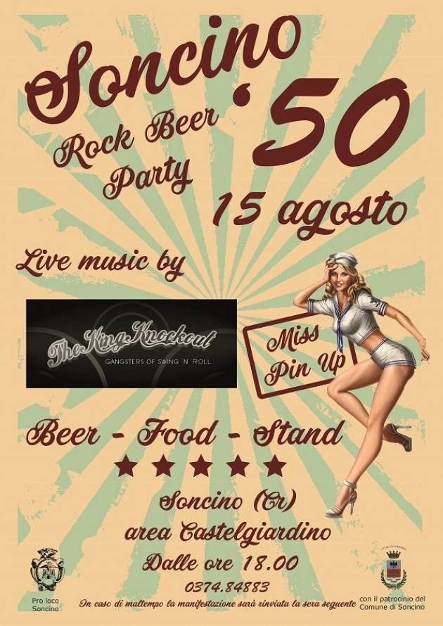 Soncino '50 Rock Beer Party mercoledì 15 agosto