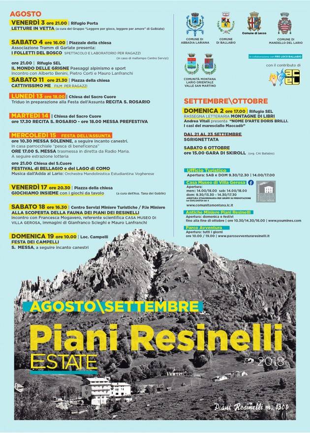 Lecco Agosto e settembre ai Piani Resinelli