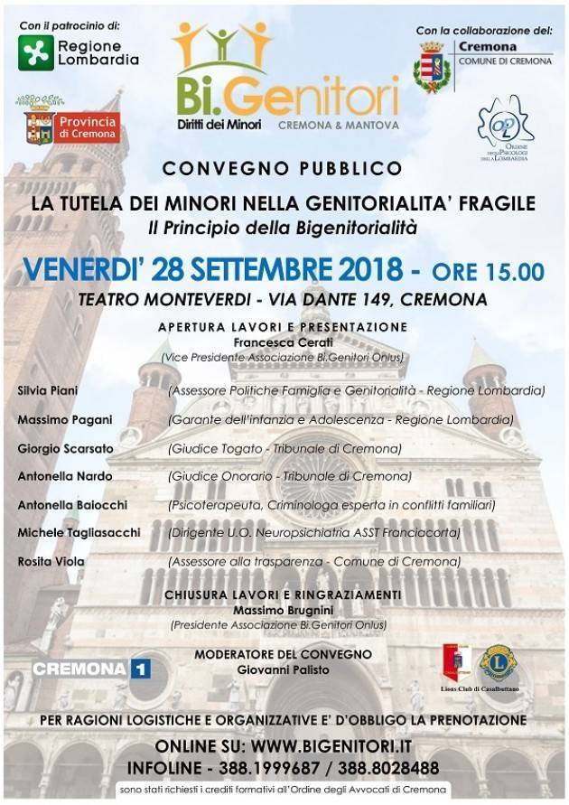 In Cremona: il 28/9 il convegno 'Tutela dei Minori nella genitorialità fragile'