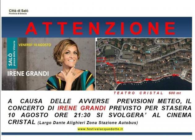 Irene Grandi canterà Mina a Salò - concerto spostato al Cinema Cristall