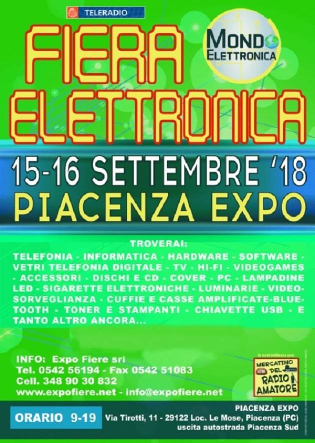 Piacenza Mondoelettronica il 15 e 16 settembre ad Expo Piacenza