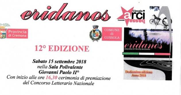 Cerimonia premiazione Erdanos 12° edizione sabato 15 settembre a Gussola