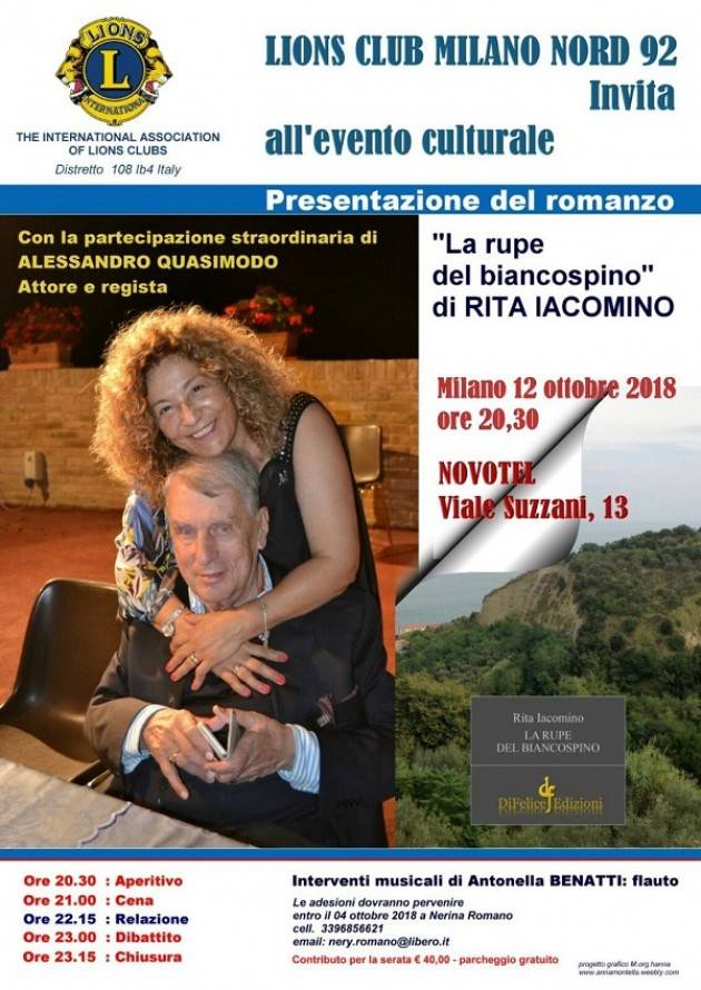 A Milano presentazione del romanzo ‘La rupe del biancospino