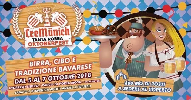Cremunich - Tanta Robba’s Oktoberfest: al Parco di Porta Mosa il 5,6 e 7 ottobre 