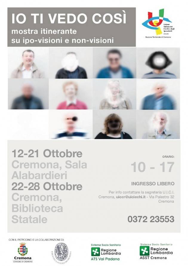 Cremona: 'Io Ti Vedo Così', mostra itinerante su ipo-visione e non-visioni 