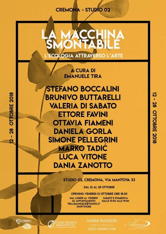 Cremona mostra ‘La Macchina Smontabile, l’ecologia attraverso l’arte’ visitabile fino al 28 ottobre