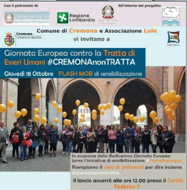 A Cremona Tavola Rotonda ‘Contro la Tratta’  il 18 ottobre Flash mob #LIBERAILTUOSOGNO