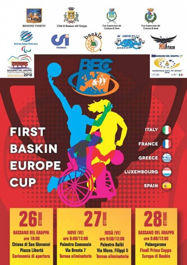 A Bassano del Grappa la prima Coppa Europa di Baskin dal 26 al 28 ottobre 2018