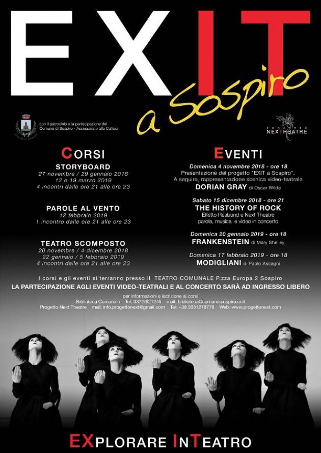 Progetto EXIT a Sospiro - STAGIONE 2018/2019 Evento del 20 gennaio 