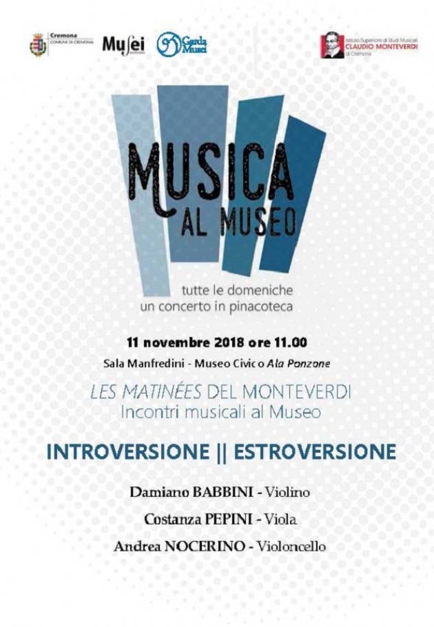 Cremona: 'Introversione ‖ estroversione', nuovo concerto per Musica al Museo