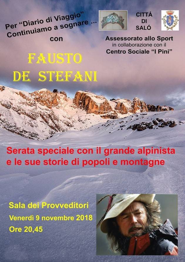 Incontro con l'alpinista Fausto De Stefani presso il Comune di Salò