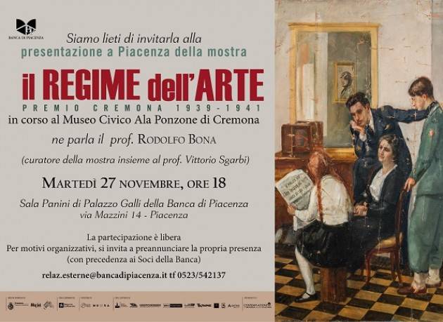 La mostra 'Il Regime dell'Arte' approda in terra piacentina