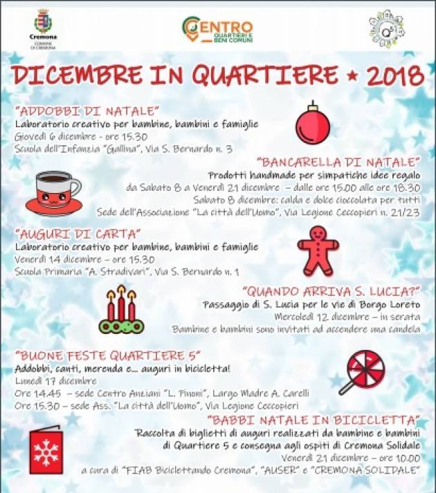 Cremona Dicembre in Quartiere, tante le iniziative a San Bernardo