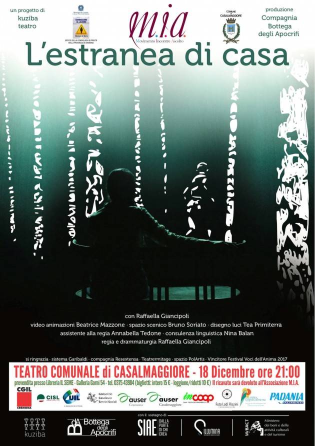 Casalmaggiore Spettacolo ‘L’estranea di Casa’ il 18 dicembre al Teatro promosso da MIA