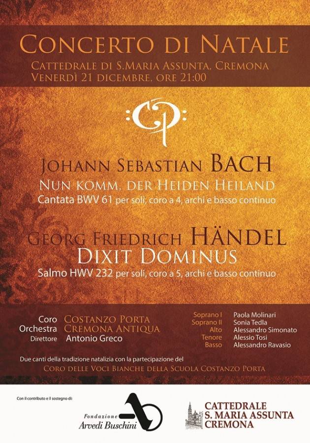 Cremona Il Costanzo Porta presenta l'ultima novità discografica per Tactus e Concerto di Natale Cattedrale 2018
