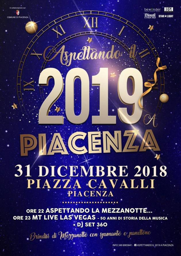 Il comune di Piacenza invita tutti i cittadini in p.zza Cavalli per fa festa dell’ultimo dell’anno 2018