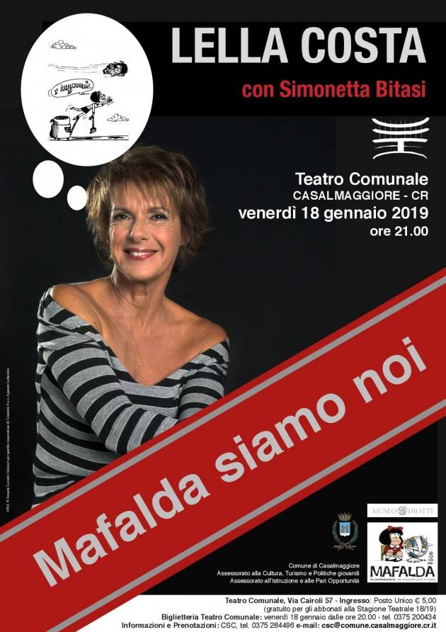 Teatro Casalmaggiore MAFALDA SIAMO NOI incontro con LELLA COSTA  e con Simonetta Bitasi