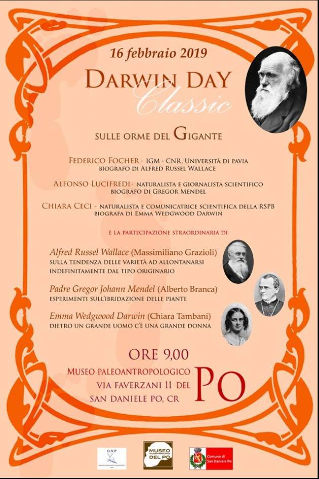 Il  ‘Darwin day’ a San Daniele Po sabato 16 febbraio