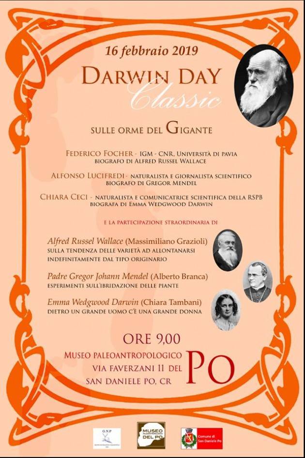 Il  ‘Darwin day’ a San Daniele Po sabato 16 febbraio