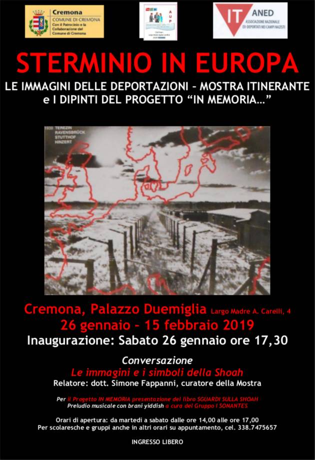 Giornata della Memoria Iniziativa a Palazzo Due Miglia Cremona sabato 26 gennaio