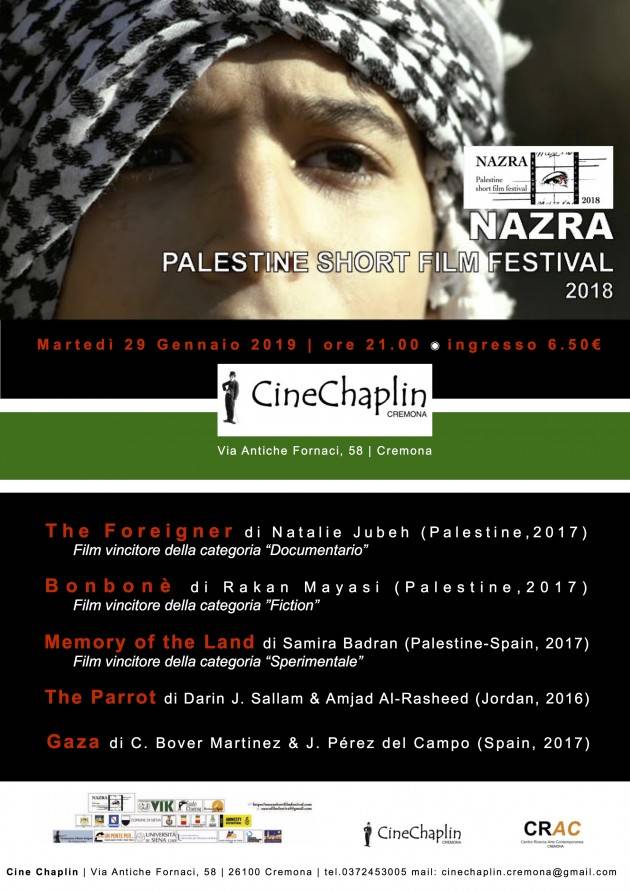 Cremona Cine Chaplin ‘Sguardi’ sulla Palestina: Nazra Palestine Short Film Festival 2018