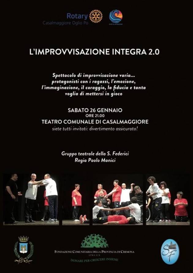 26 gennaio al Comunale di Casalmaggiore, lo spettacolo L'improvvisazione integra