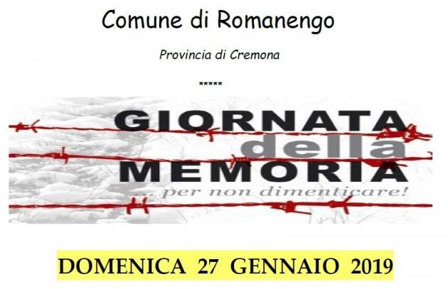 Celebrazione Giornata della Memoria a Romanengo il 27 gennaio