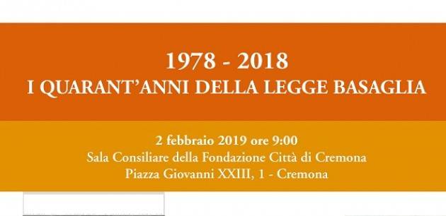 1978 - 2018: I quarant'anni della legge Basaglia alla Fondazione Città di Cremona