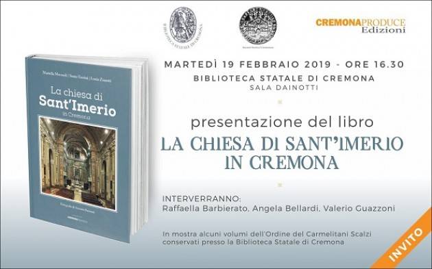 Presentazione del libro 'La chiesa di Sant'Imerio in Cremona' martedì 19 febbraio