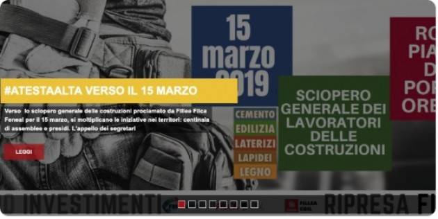  Cgil-Cisl-Uil Il 15 marzo a Roma Costruzioni, uno sciopero per rilanciare il settore