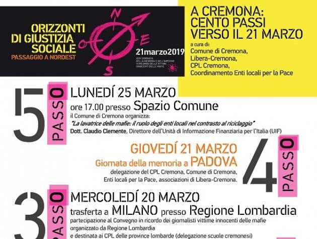 Evento 25 marzo Giornata della memoria e dell'impegno in ricordo delle vittime innocenti delle mafie