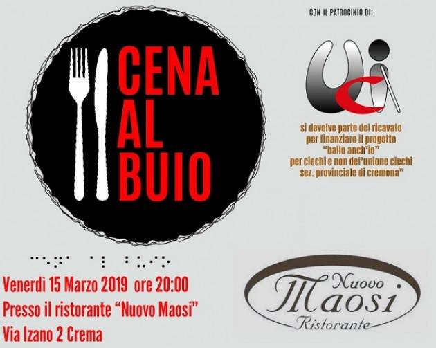 UICI Cremona: venerdì 15 marzo a Crema la Cena al Buio