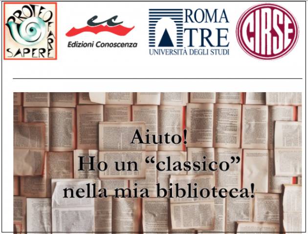 A Roma Seminario Aiuto! Ho un ‘classico’  nella mia biblioteca! Il 16 aprile