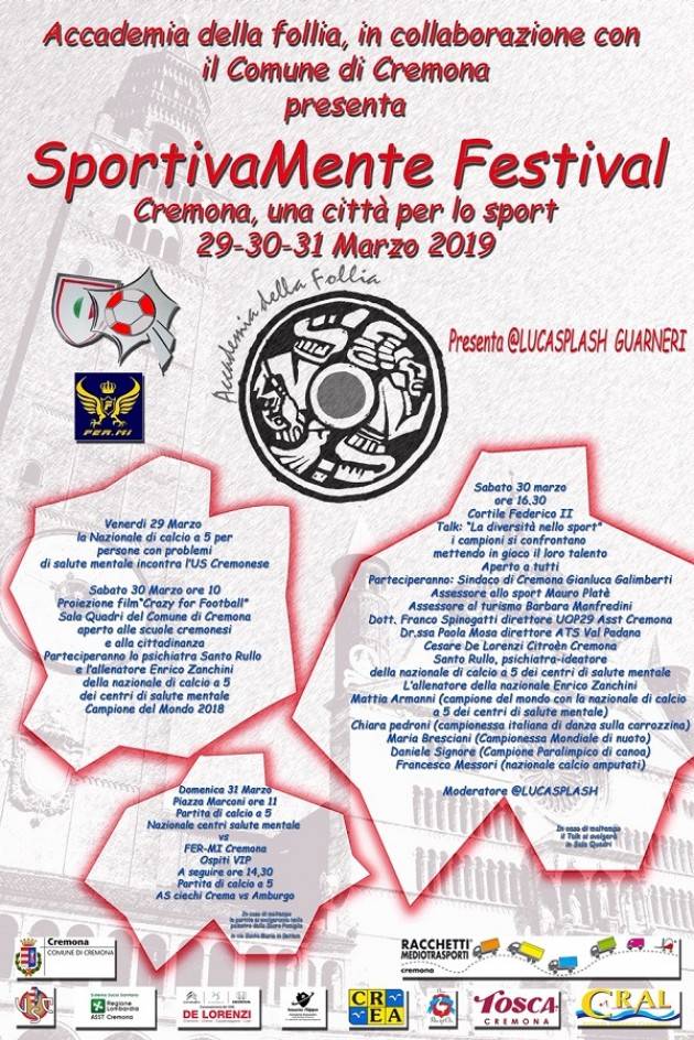 SPORTIVAMENTE FESTIVAL, il primo festival di sport e disabilità a Cremona il 29-30-31 marzo 2019