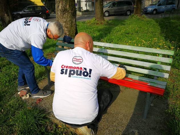 ElezioniCremona2018 Ecoazioni n.2. Lista CittadiniXpassione ancora in campo. Ridipinte 5 panchine