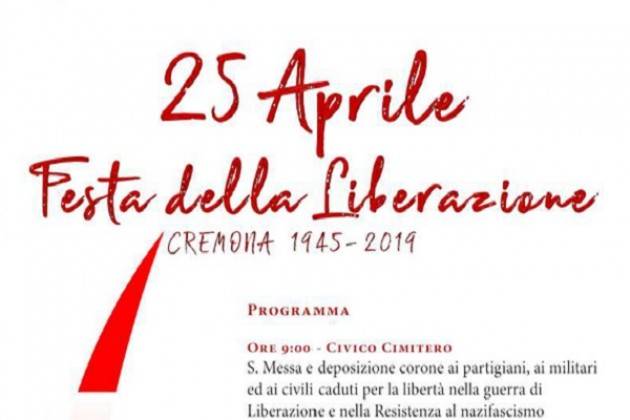 25 Aprile: il programma delle celebrazioni a Cremona