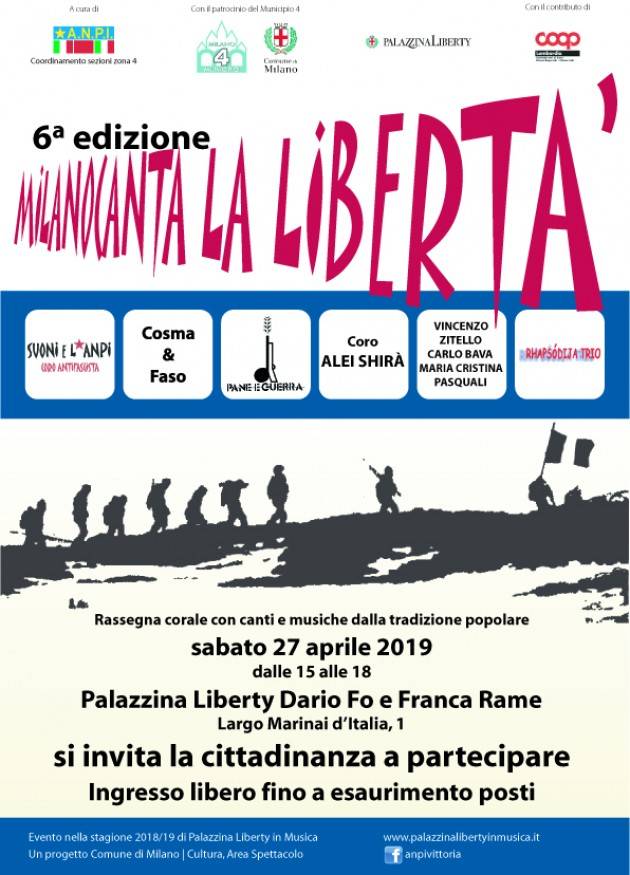 Milano  Canta la Libertà  sabato 27 aprile in Palazzina Liberty