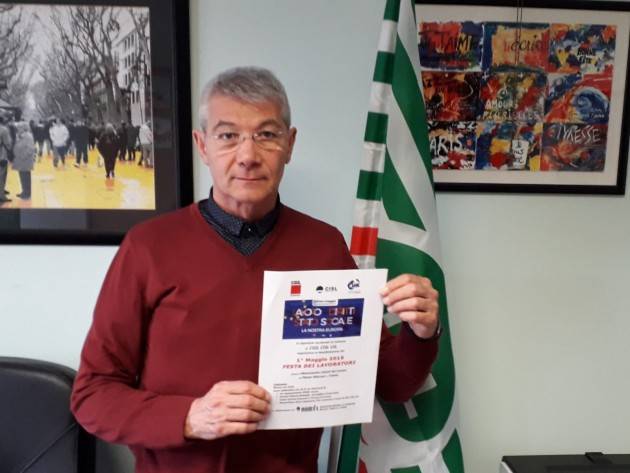 Festa 1° maggio 2019 Giuseppe Demaria (Cisl Cr-Mn): Giornata di festa ma anche di lotta ( Video G.C.Storti)