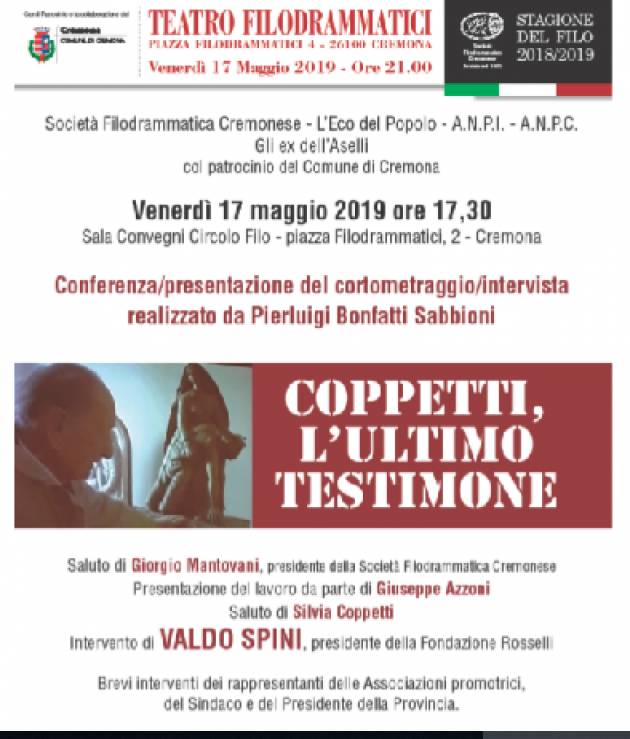 L’ECOSTORIA  Presentazione cortometraggio  ‘Coppetti ultimo testimone’ alla presenza di Valdo Spini