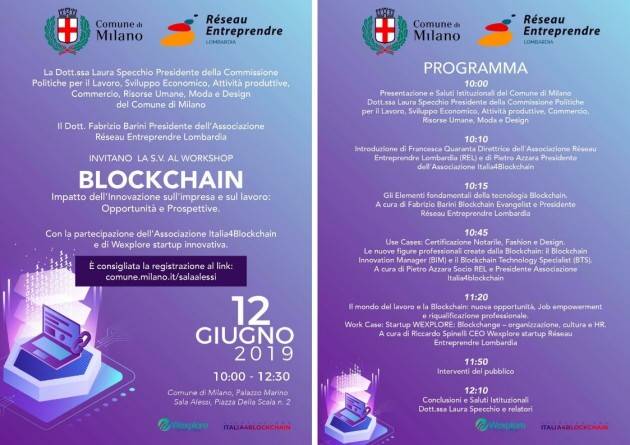 A Milano Workshop ‘Blockchain’ il 12 giugno