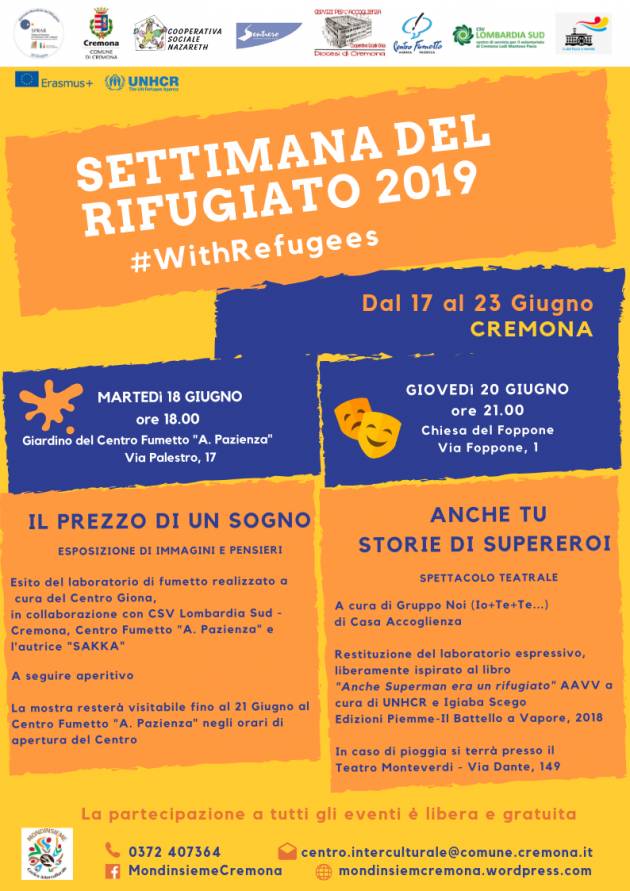 Settimana del Rifugiato, a Cremona iniziative all’insegna della creatività Eventi del dal 17 al 23 giugno