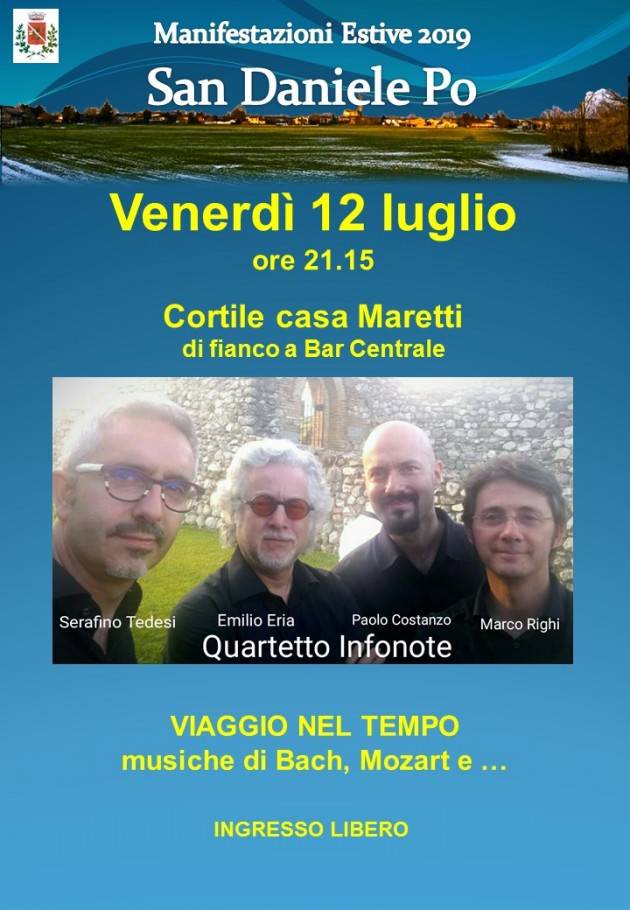 SERATA 12 LUGLIO A SAN DANIELE PO Concerto ‘ Viaggio nel tempo’