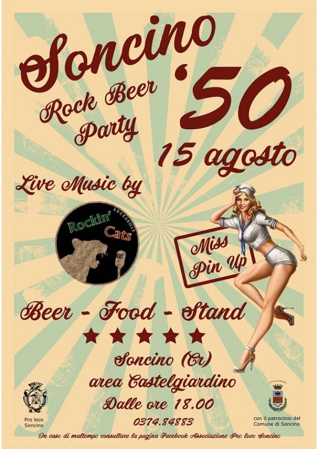 Soncino ’50 Rock Beer Party AreaCastelgiardino il 15 agosto