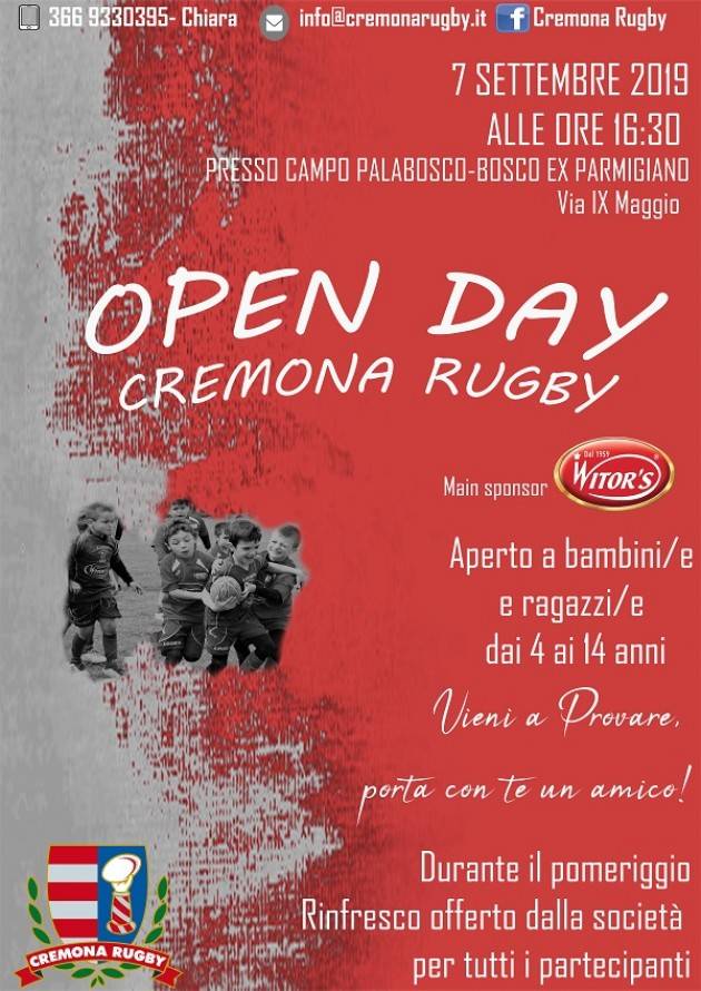 Open Day  Cremona Rugby il 7 settembre