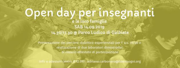 A Galbiate Open day per insegnanti: 14 settembre 2019