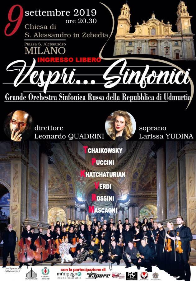 Concerto del 9 settembre a Milano presso la chiesa di S. Alessandro - Vespri Sinfonici