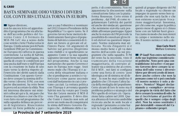 Il Governo Conte 2.0 di M5S-PD-LeU l’Italia ci fà tornare  in Europa | C.C.Storti