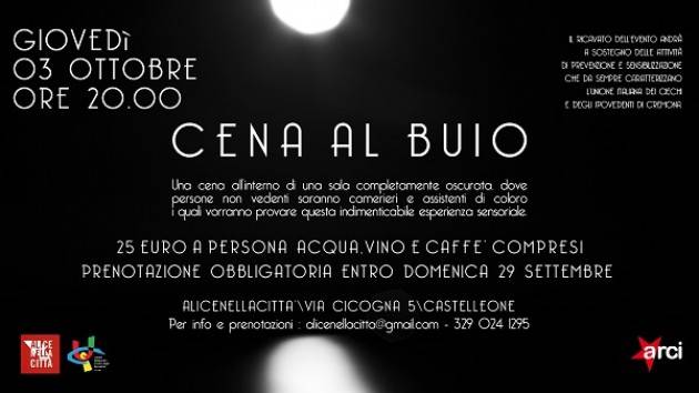 UICI Cremona per Cena al Buio Castelleone 3 Ottobre 2019 , ci sono ancora posti disponibili